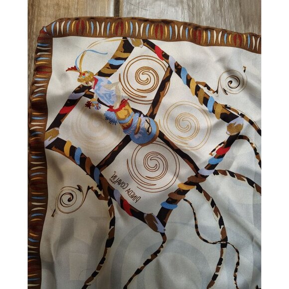 Pineda Covalin Silk Scarf Rolled Edge, Mexican Indigenous Acrobat Art to Wear - Picture 2 of 6